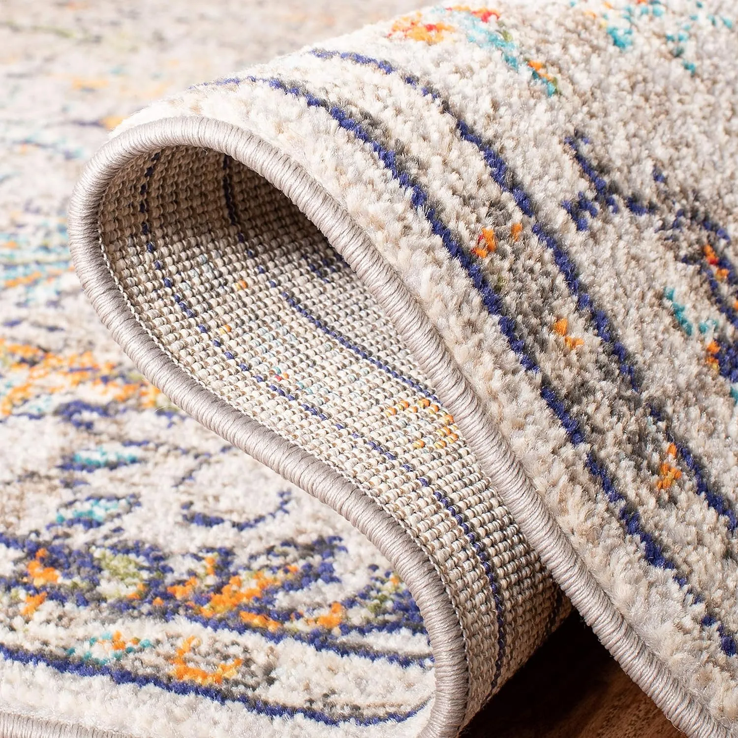 SAFAVIEH Area Rug 8x10 - Madison Collection - Large - Grey & Light Blue, Boho Chic Medallion Distressed Design, Non-Shedding & Easy Cleaning, Ideal for Living Room, Bedroom, Dining Space (MAD447F)