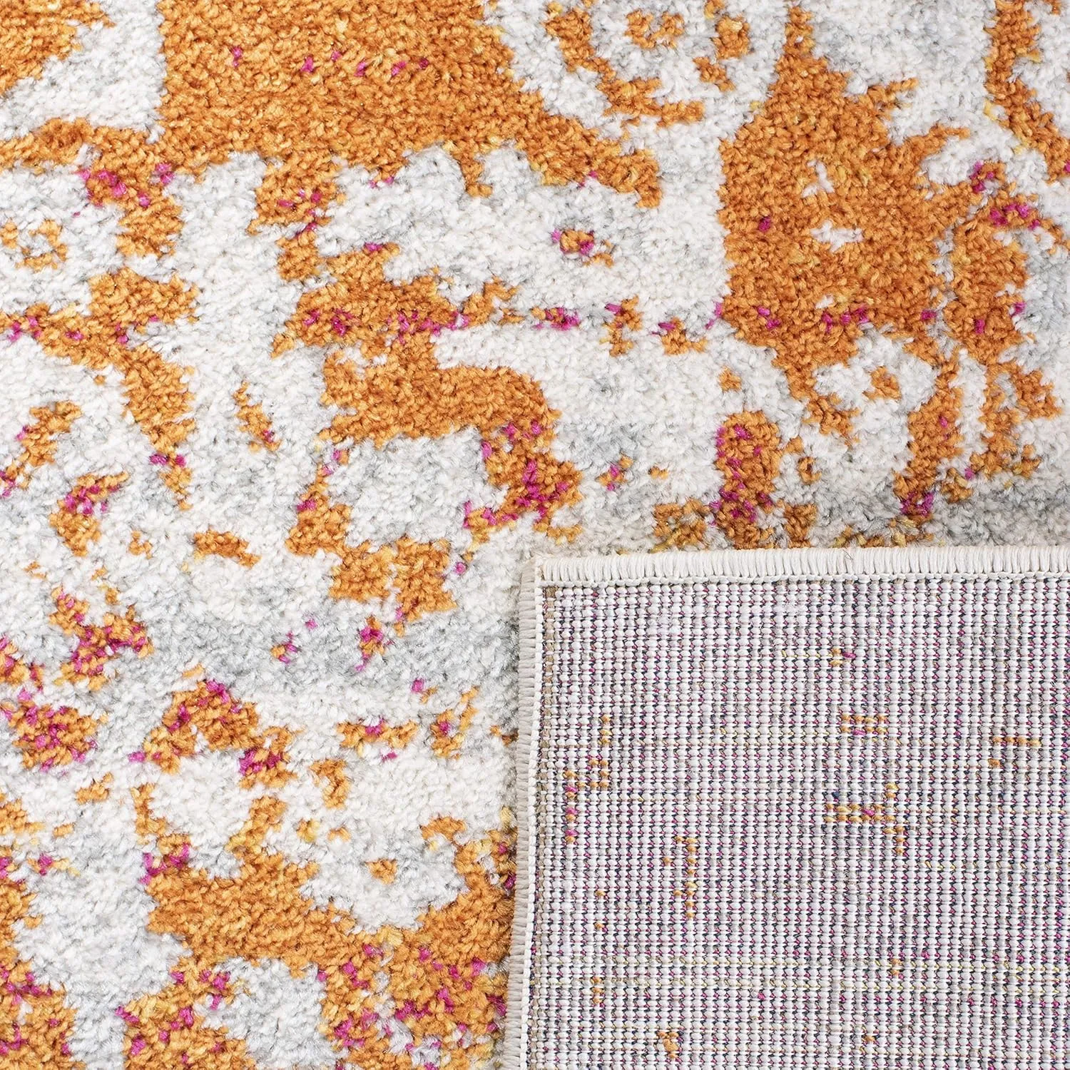 SAFAVIEH Area Rug 8x10 - Madison Collection - Large - Orange & Ivory, Snowflake Medallion Distressed Design, Non-Shedding & Easy Cleaning, Ideal for Living Room, Bedroom, Office, Dining (MAD603P)