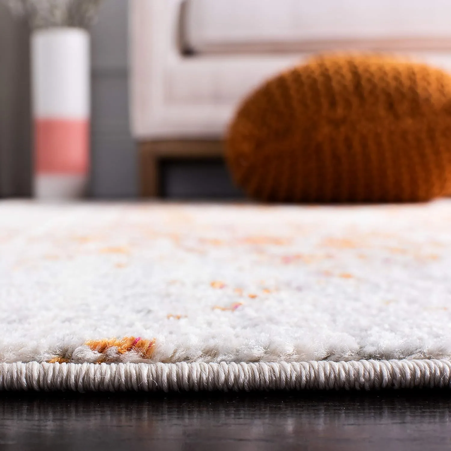 SAFAVIEH Area Rug 8x10 - Madison Collection - Large - Orange & Ivory, Snowflake Medallion Distressed Design, Non-Shedding & Easy Cleaning, Ideal for Living Room, Bedroom, Office, Dining (MAD603P)