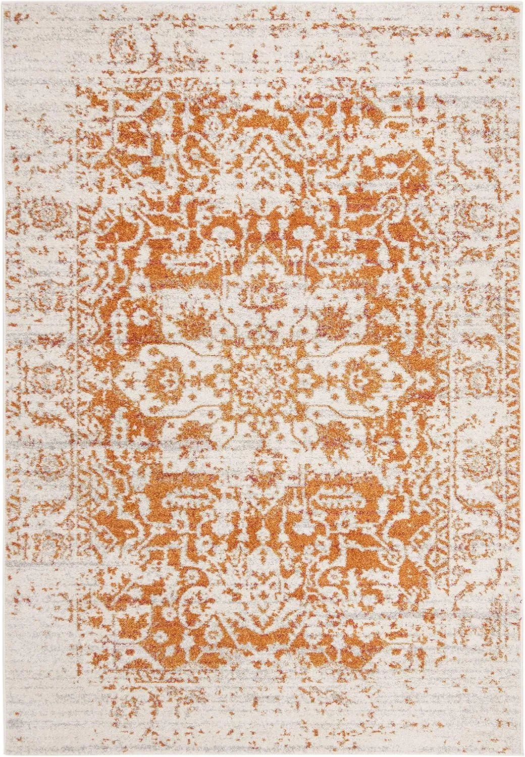 SAFAVIEH Area Rug 8x10 - Madison Collection - Large - Orange & Ivory, Snowflake Medallion Distressed Design, Non-Shedding & Easy Cleaning, Ideal for Living Room, Bedroom, Office, Dining (MAD603P)
