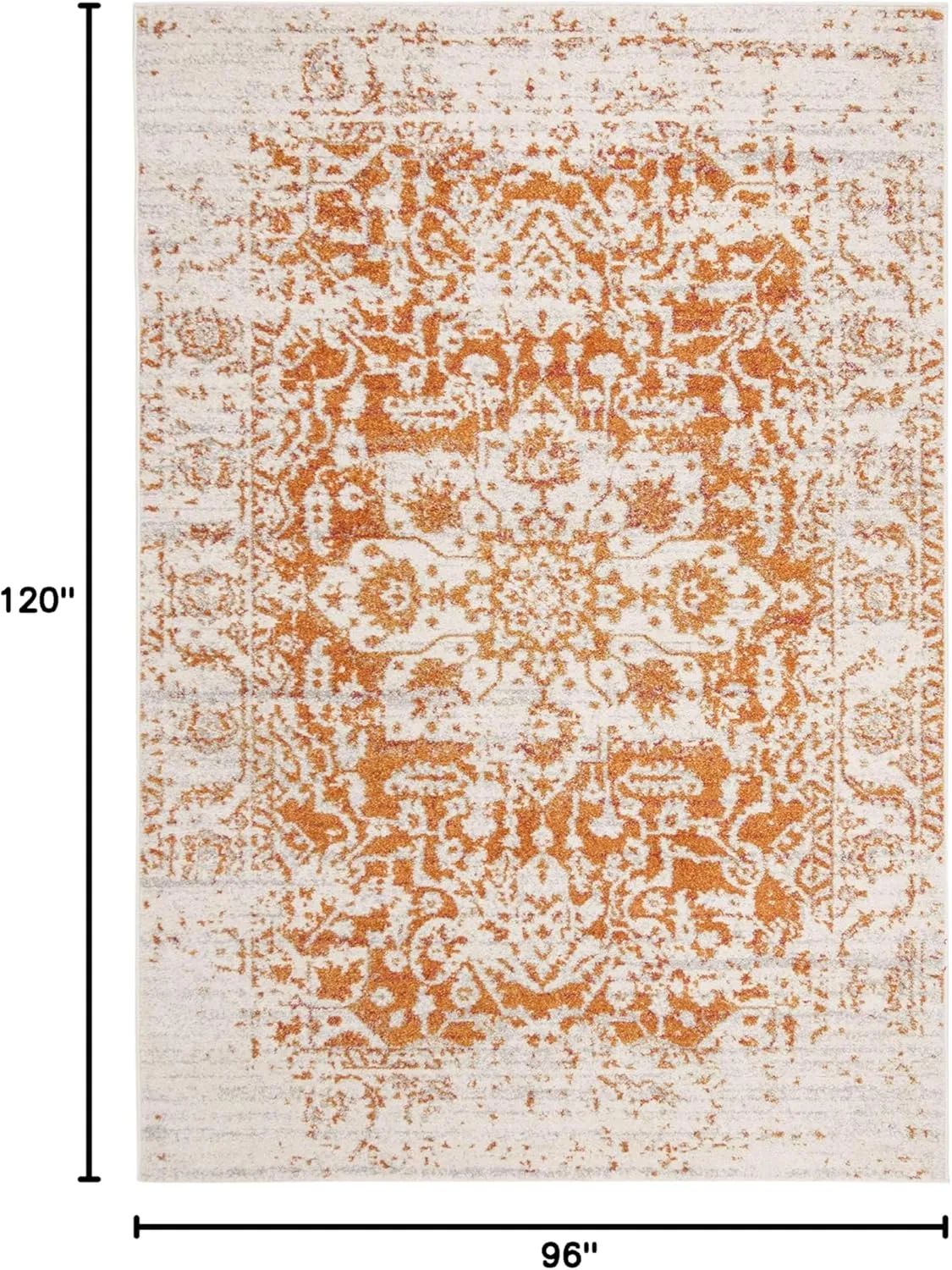 SAFAVIEH Area Rug 8x10 - Madison Collection - Large - Orange & Ivory, Snowflake Medallion Distressed Design, Non-Shedding & Easy Cleaning, Ideal for Living Room, Bedroom, Office, Dining (MAD603P)