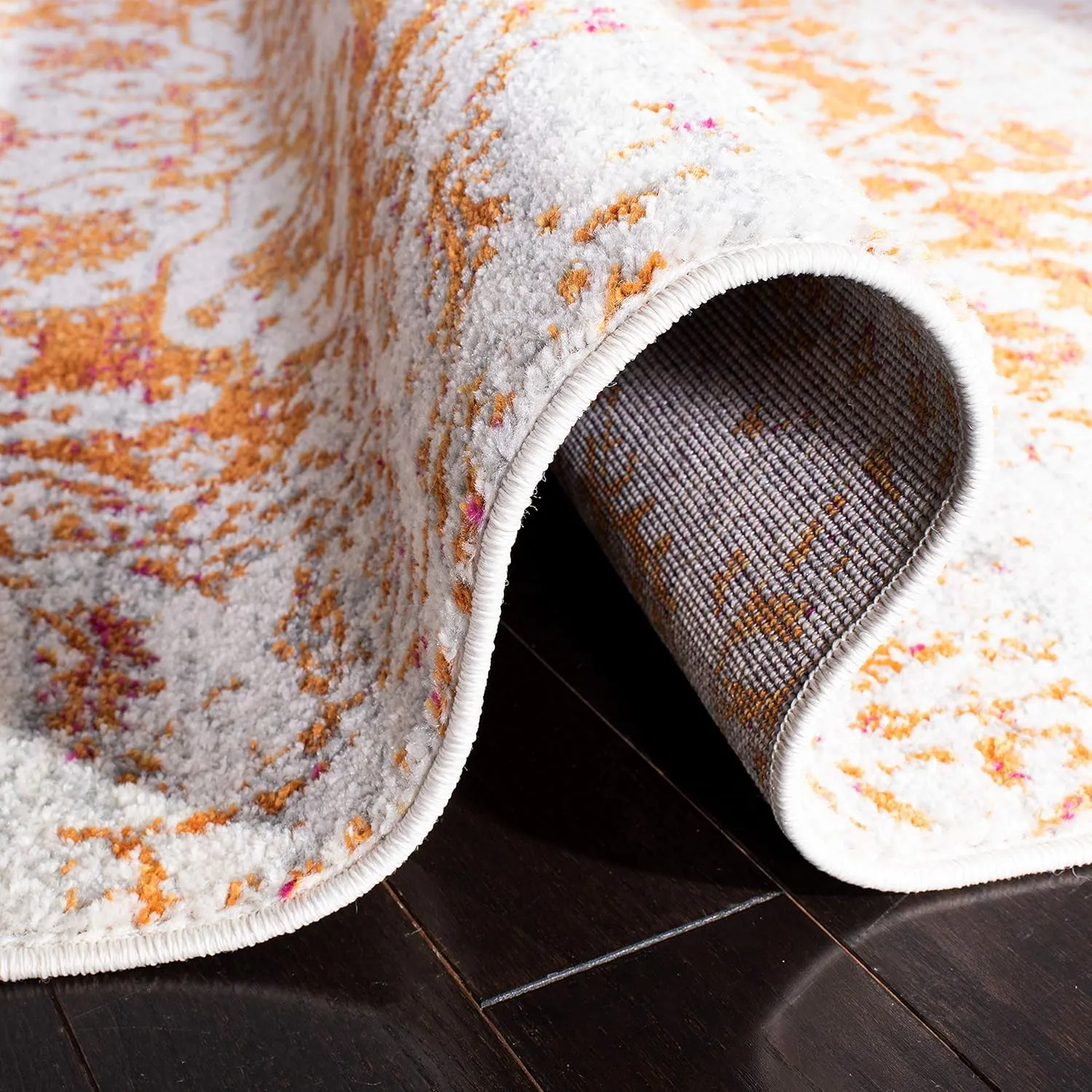 SAFAVIEH Area Rug 8x10 - Madison Collection - Large - Orange & Ivory, Snowflake Medallion Distressed Design, Non-Shedding & Easy Cleaning, Ideal for Living Room, Bedroom, Office, Dining (MAD603P)