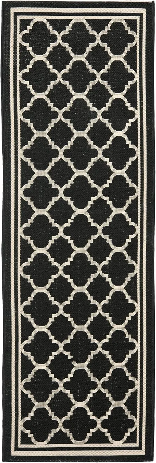 SAFAVIEH Courtyard Collection 2'3' x 6'7' Black/Beige CY6918 Trellis Indoor/ Outdoor Patio Backyard Mudroom Runner Rug