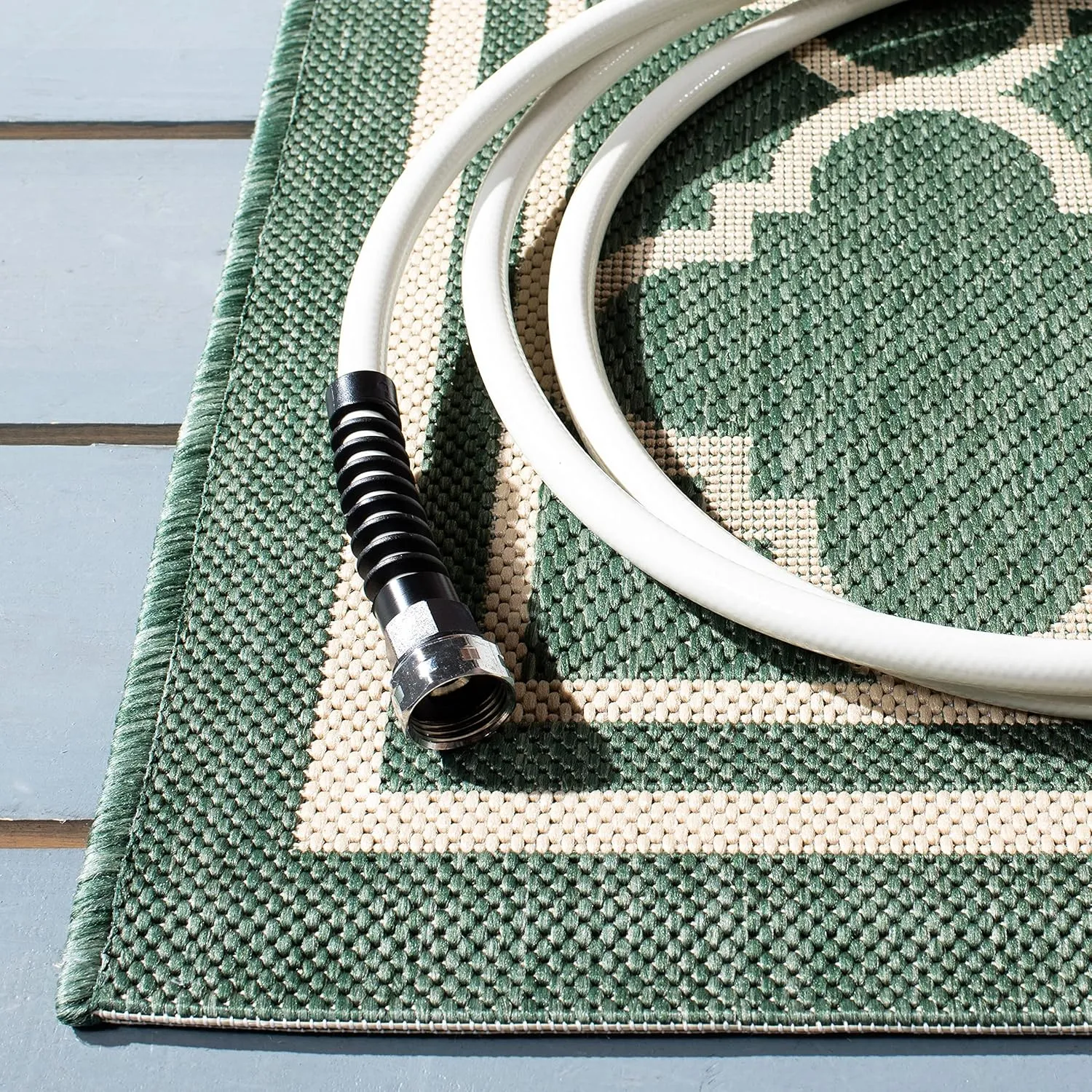 SAFAVIEH Courtyard Collection 9' x 12' Dark Green/Beige CY6918 Trellis Indoor/ Outdoor Waterproof Easy Cleaning Patio Backyard Mudroom Area Rug