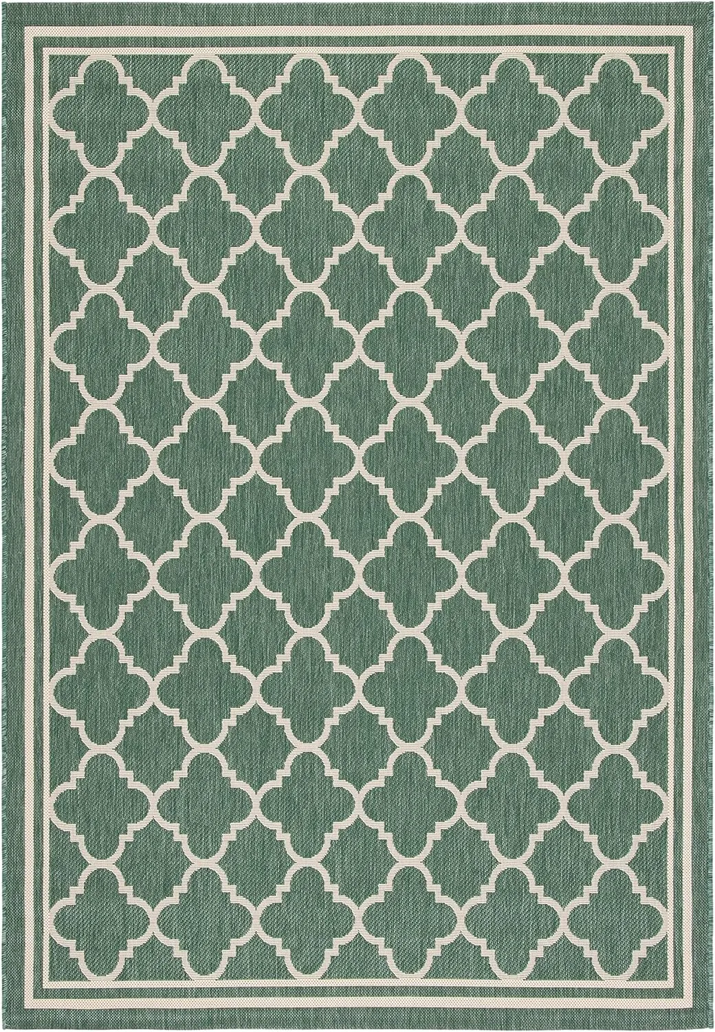 SAFAVIEH Courtyard Collection 9' x 12' Dark Green/Beige CY6918 Trellis Indoor/ Outdoor Waterproof Easy Cleaning Patio Backyard Mudroom Area Rug