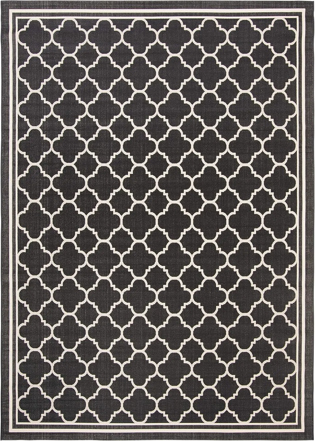 SAFAVIEH Courtyard Collection Area Rug - 8' x 11', Black & Beige, Trellis Design, Non-Shedding & Easy Care, Indoor/Outdoor & Washable-Ideal for Patio, Backyard, Mudroom (CY6918-226)