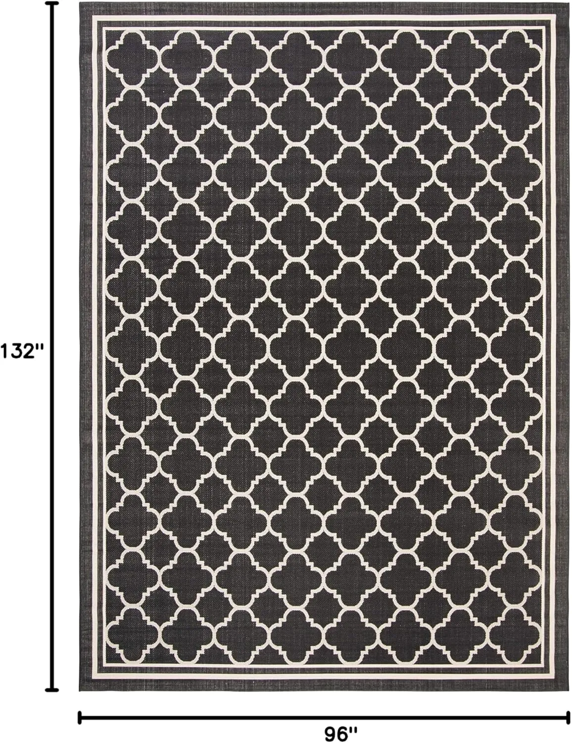SAFAVIEH Courtyard Collection Area Rug - 8' x 11', Black & Beige, Trellis Design, Non-Shedding & Easy Care, Indoor/Outdoor & Washable-Ideal for Patio, Backyard, Mudroom (CY6918-226)