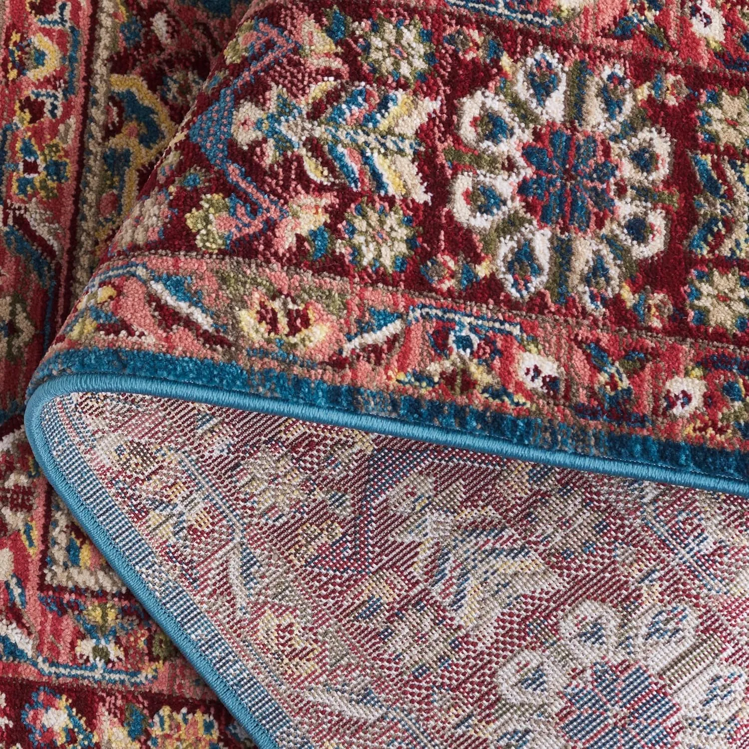 SAFAVIEH Kashan Collection Area Rug - 2'6" x 4', Blue & Red, Traditional Oriental Design, Non-Shedding & Easy Care, Ideal for High Traffic Areas in Living Room, Bedroom, Dining (KSN305A-24)