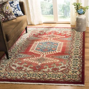 SAFAVIEH Kashan Collection Area Rug - 5'1" x 7'5", Red & Ivory, Traditional Oriental Design, Non-Shedding & Easy Care, Ideal for High Traffic Areas in Living Room, Bedroom (KSN308Q)