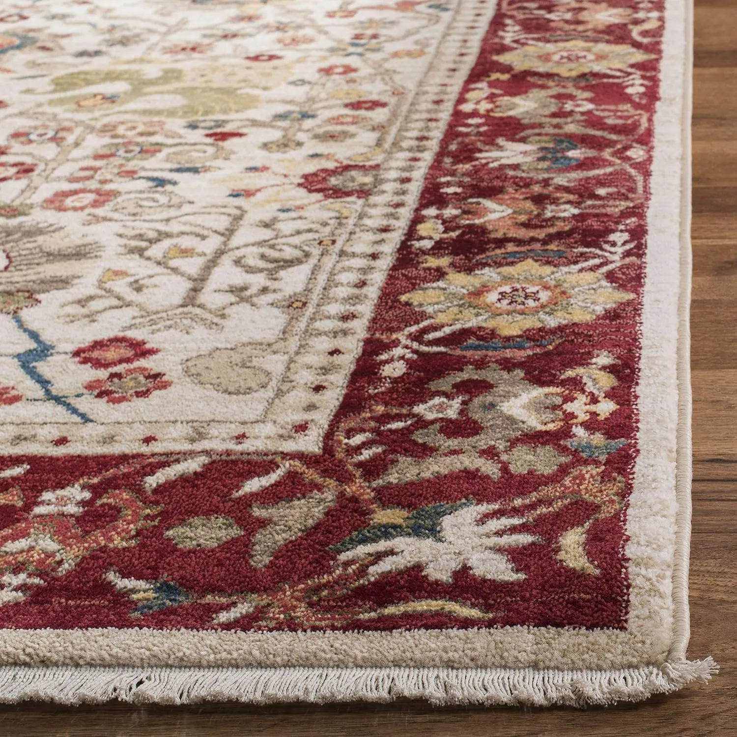 SAFAVIEH Kashan Collection Area Rug - 9' x 12'6", Ivory & Red, Traditional Oriental Design, Non-Shedding & Easy Care, Ideal for High Traffic Areas in Living Room, Bedroom (KSN303D)