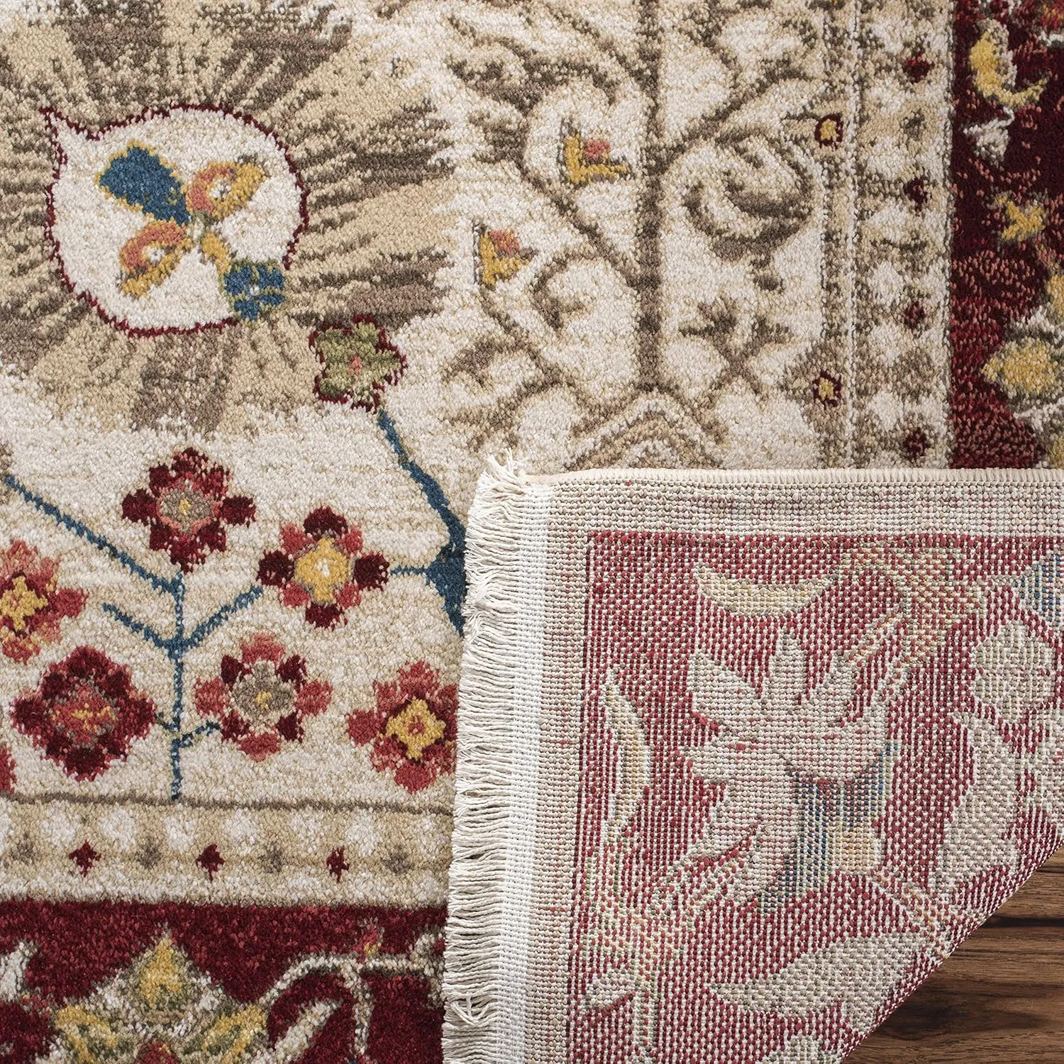 SAFAVIEH Kashan Collection Area Rug - 9' x 12'6", Ivory & Red, Traditional Oriental Design, Non-Shedding & Easy Care, Ideal for High Traffic Areas in Living Room, Bedroom (KSN303D)
