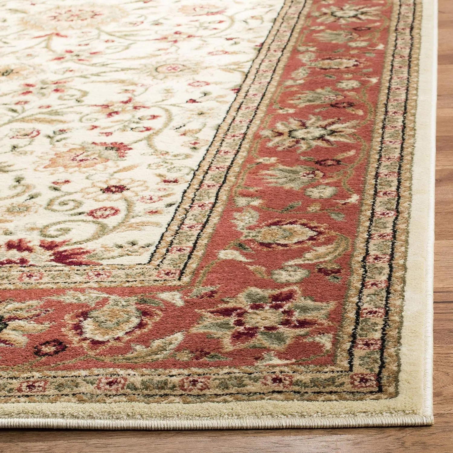 SAFAVIEH Lyndhurst Collection Area Rug - 8' x 10', Ivory & Rust, Traditional Oriental Design, Non-Shedding & Easy Care, Ideal for High Traffic Areas in Living Room, Bedroom (LNH212R)