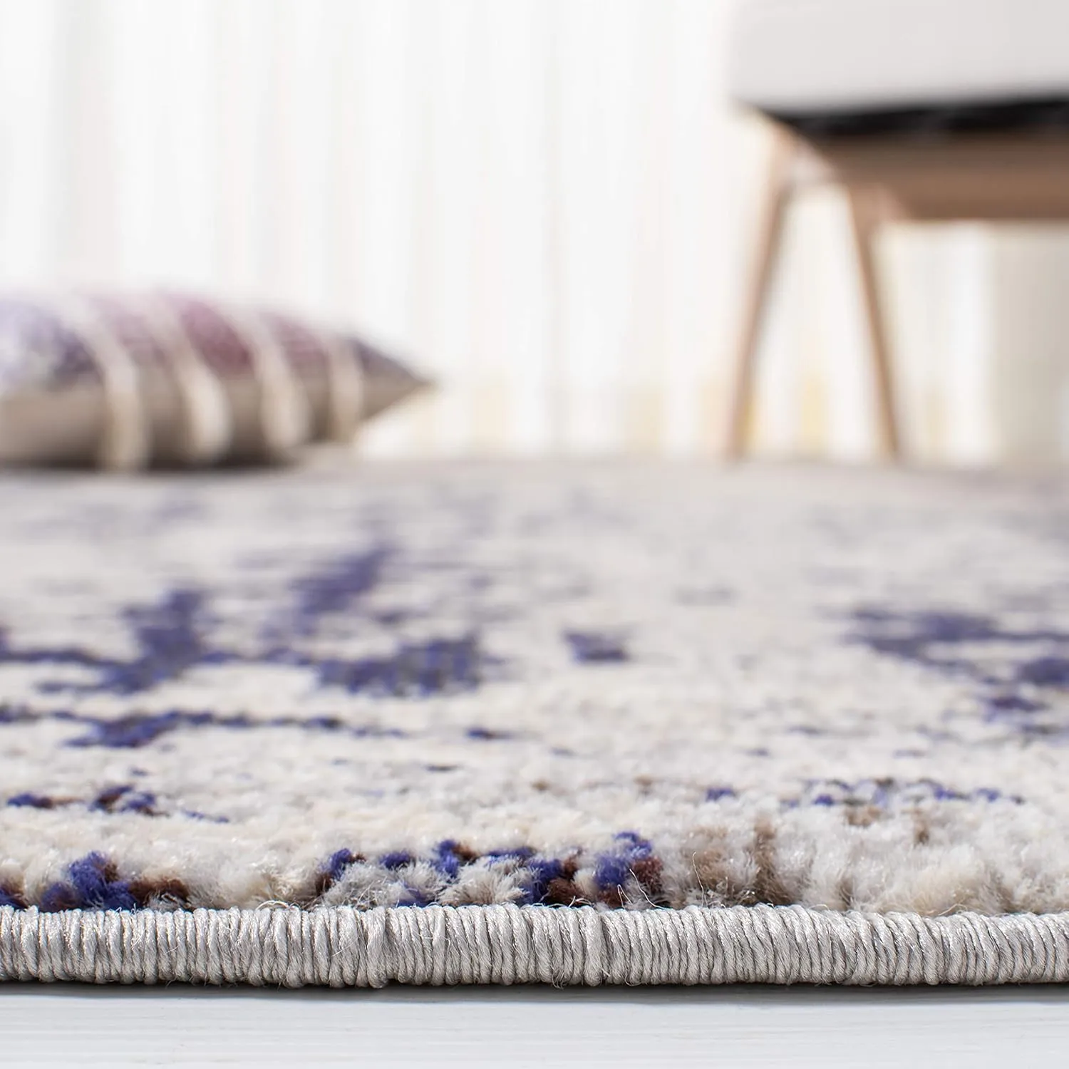 SAFAVIEH Madison Collection 8' x 10' BeigePurple MAD471B Modern Abstract Non-Shedding Living Room Bedroom Area Rug
