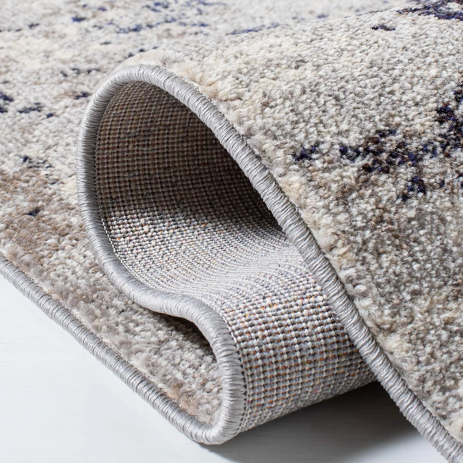 SAFAVIEH Madison Collection 8' x 10' BeigePurple MAD471B Modern Abstract Non-Shedding Living Room Bedroom Area Rug