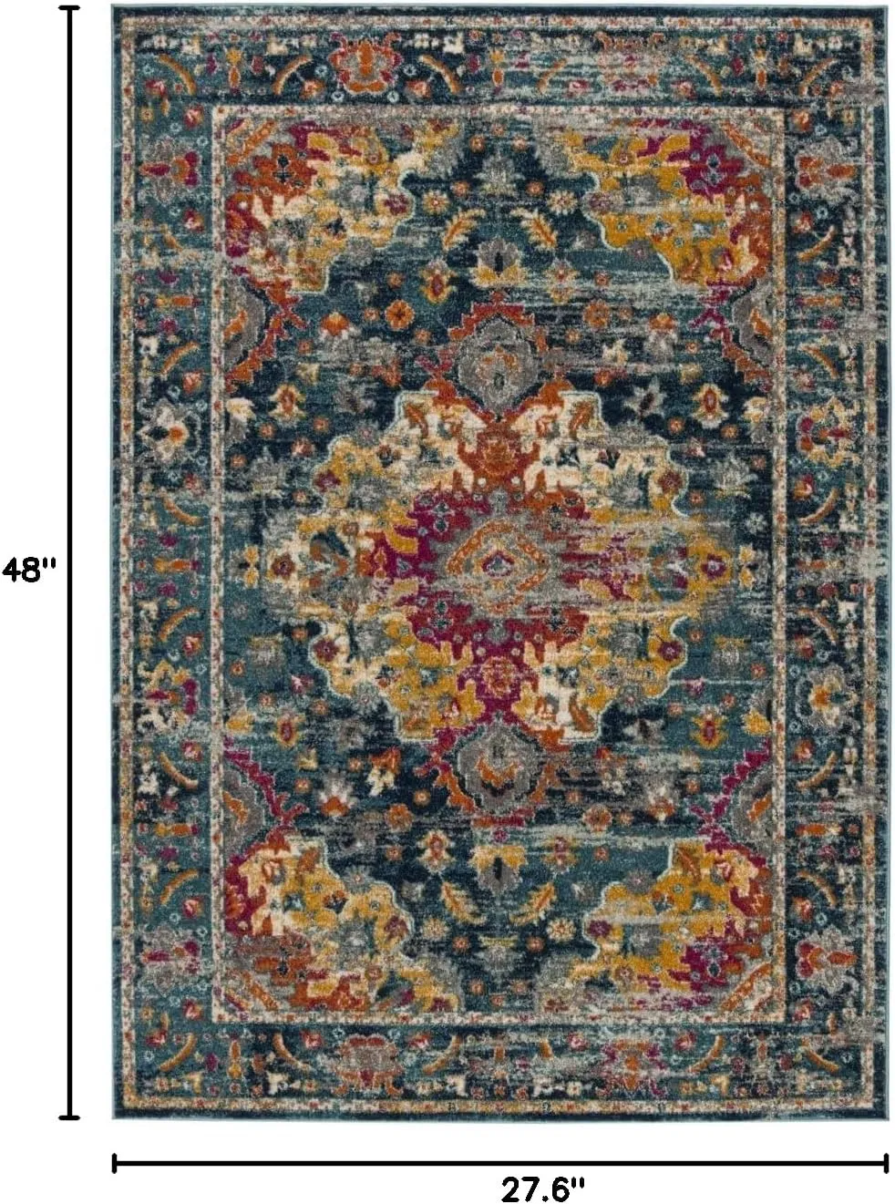 SAFAVIEH Madison Collection Accent Rug - 2'3" x 4', Teal & Fuchsia, Boho Chic Medallion Design, Non-Shedding & Easy Care, Ideal for High Traffic Areas in Entryway, Living Room, Bedroom (MAD154L)