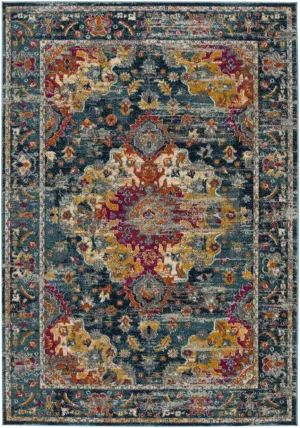 SAFAVIEH Madison Collection Accent Rug - 2'3" x 4', Teal & Fuchsia, Boho Chic Medallion Design, Non-Shedding & Easy Care, Ideal for High Traffic Areas in Entryway, Living Room, Bedroom (MAD154L)