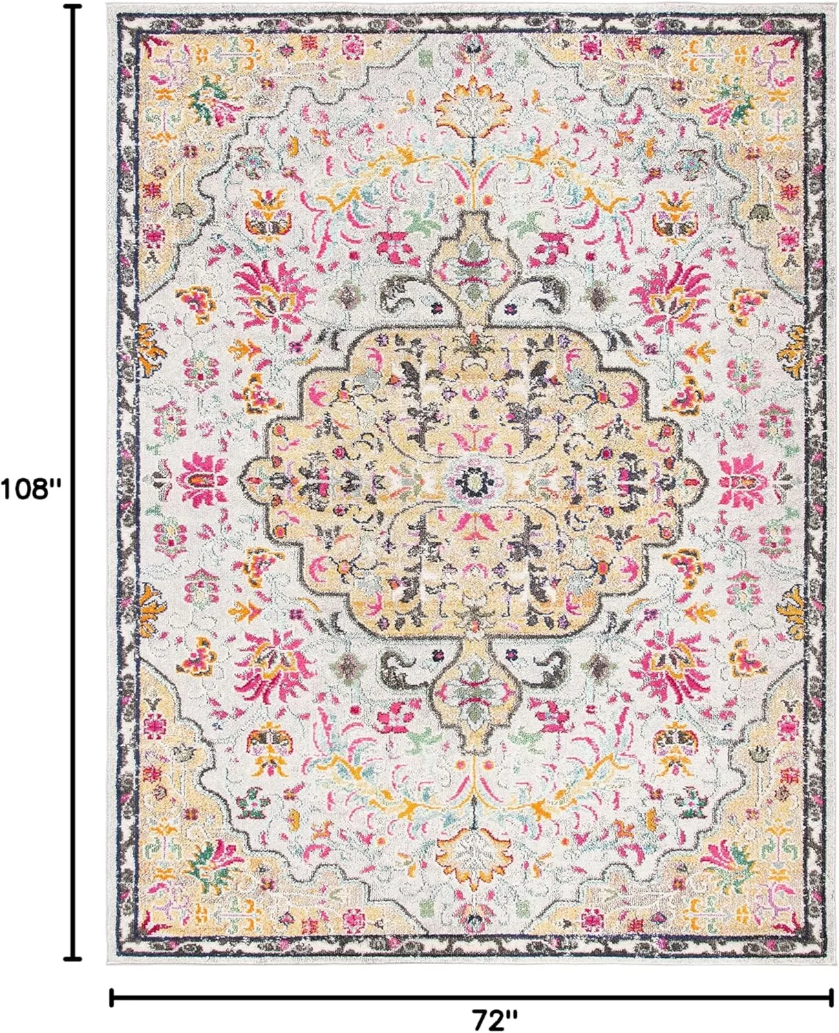 SAFAVIEH Madison Collection Area Rug - 6' x 9', Grey & Gold, Boho Chic Medallion Distressed Design, Non-Shedding & Easy Care, Ideal for High Traffic Areas in Living Room, Bedroom (MAD447G)