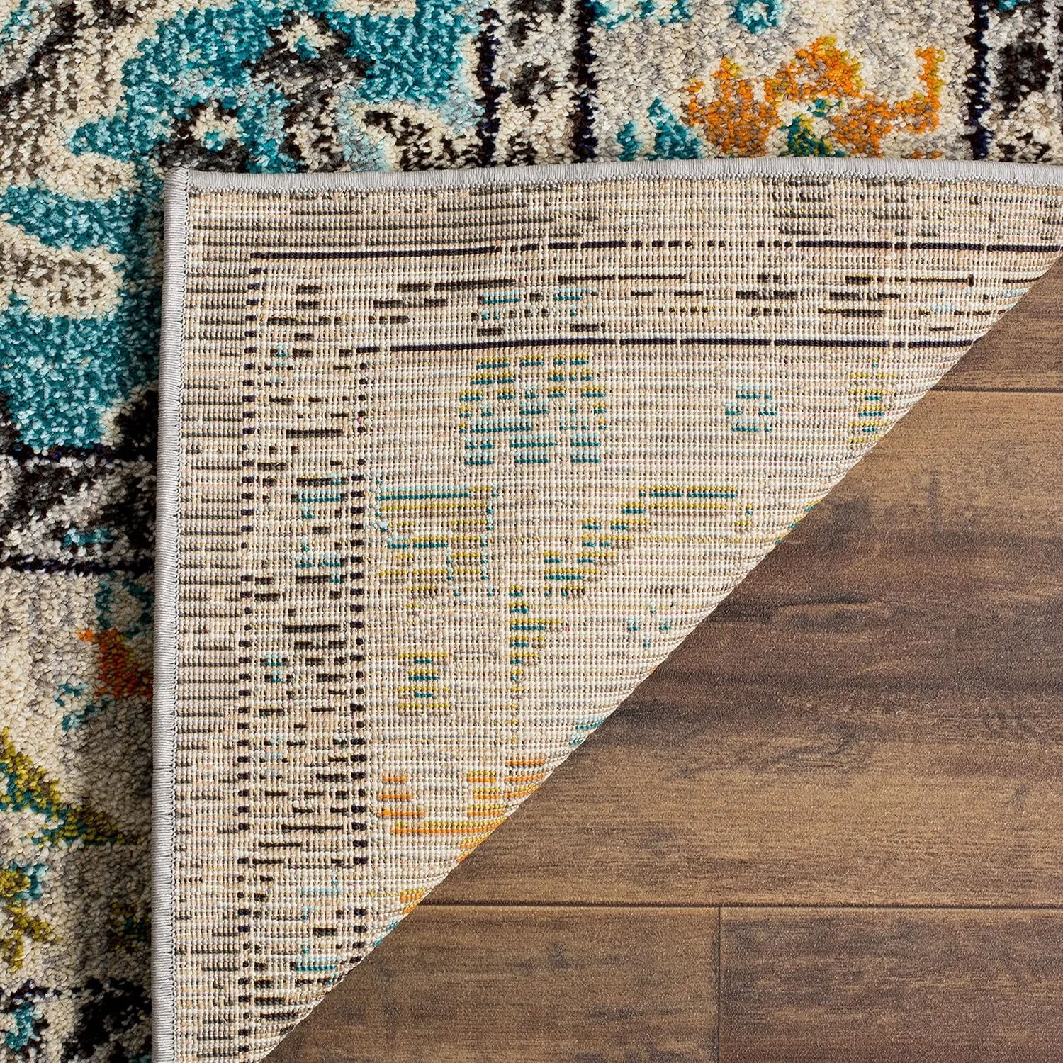 SAFAVIEH Monaco Collection Area Rug - 8' x 10', Grey & Light Blue, Boho Chic Medallion Distressed Design, Non-Shedding & Easy Care, Ideal for High Traffic Areas in Living Room, Bedroom (MNC243G)