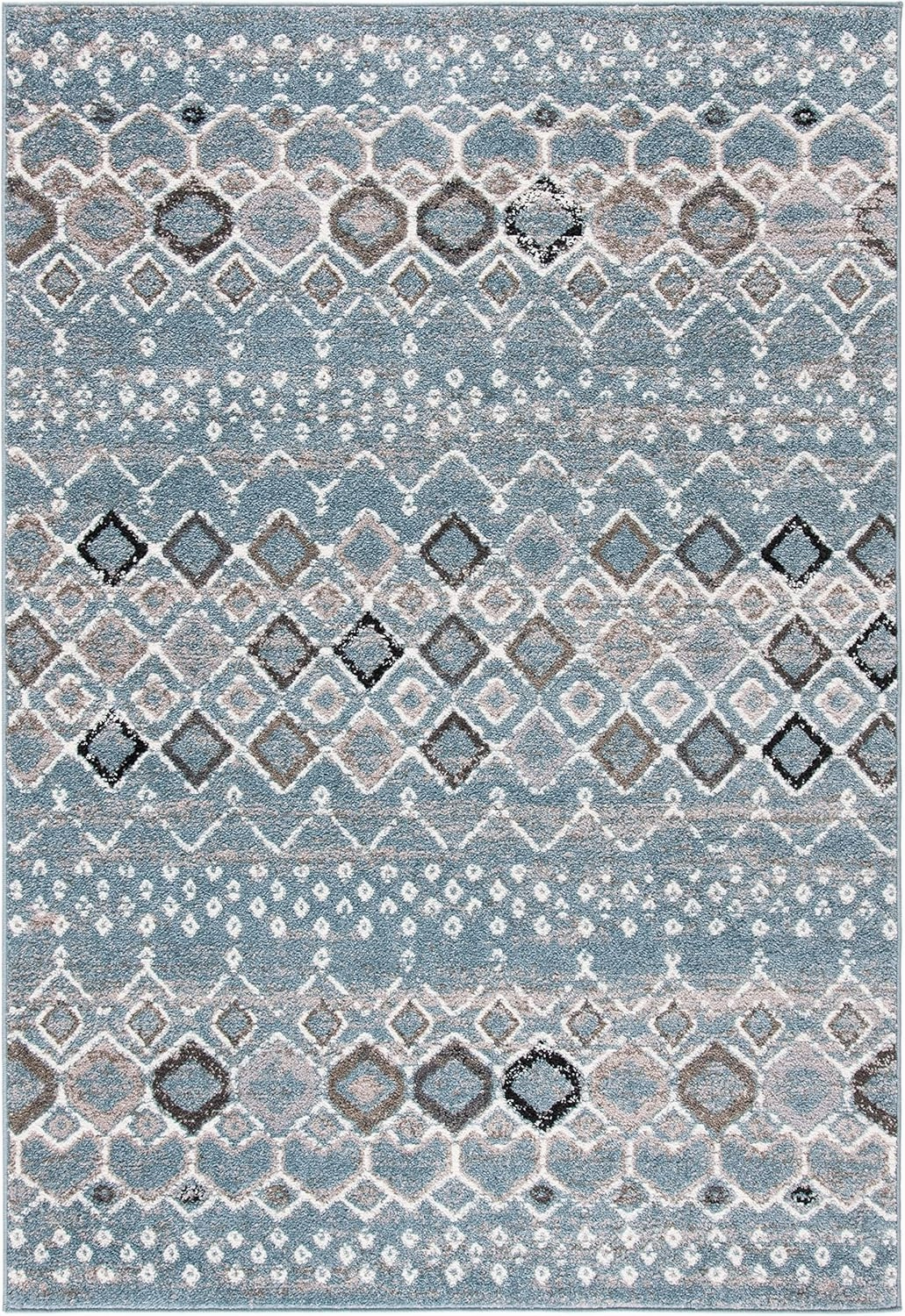 SAFAVIEH Amsterdam Collection Accent Rug - 2'3" x 4', Blue & Ivory, Moroccan Boho Design, Non-Shedding & Easy Care, Ideal for High Traffic Areas in Entryway, Living Room, Bedroom (AMS108L)