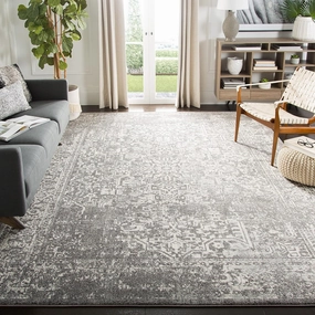 SAFAVIEH Area Rug 8x10 - Evoke Collection - Large - Grey & Ivory, Oriental Distressed Design, Non-Shedding & Easy Cleaning, Ideal for Living Room, Bedroom, Office, Dining Space (EVK256D)