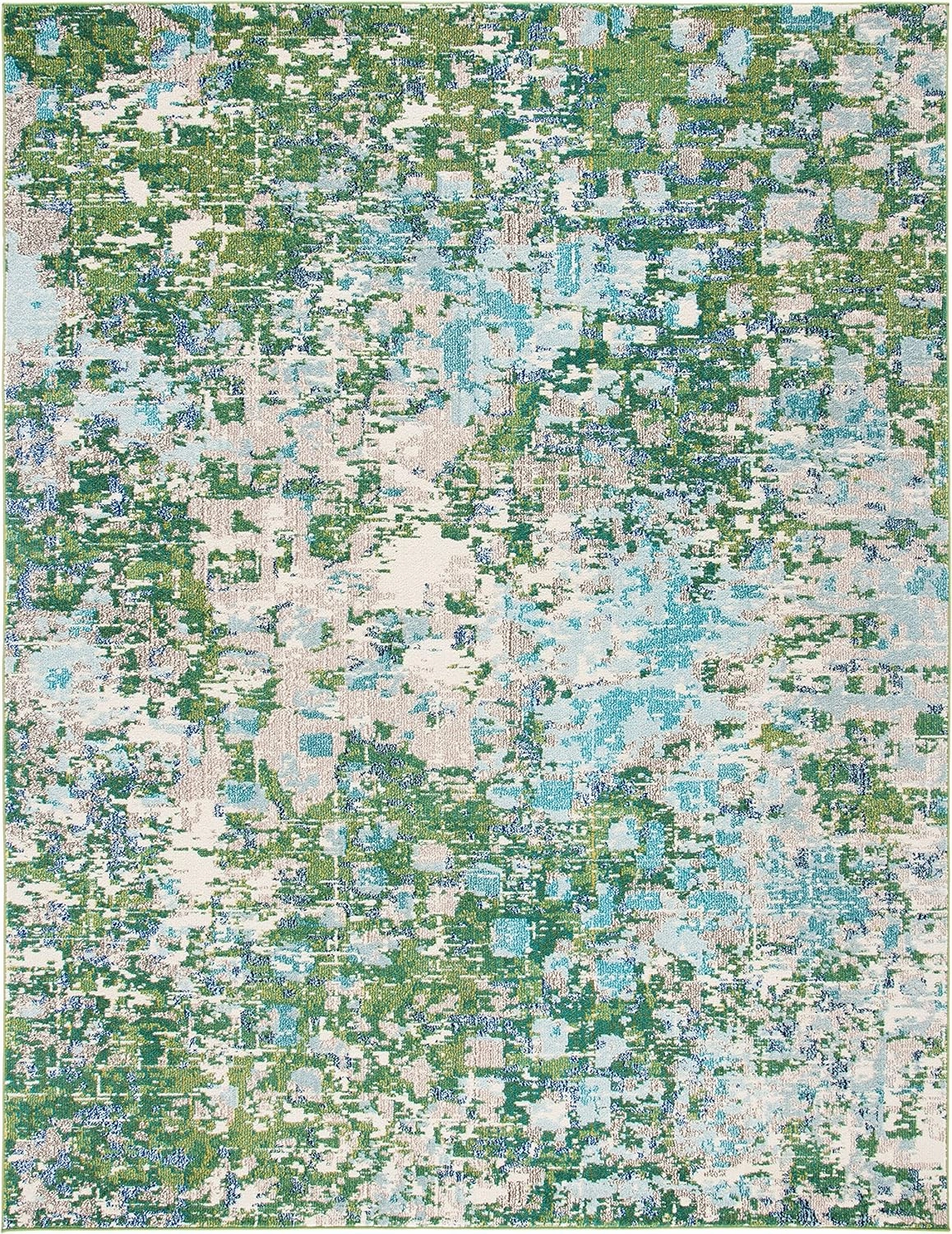 SAFAVIEH Area Rug 8x10 - Madison Collection - Large - Green & Turquoise, Boho Abstract Distressed Design, Non-Shedding & Easy Cleaning, Ideal for Living Room, Bedroom, Office, Dining Space (MAD425Y)