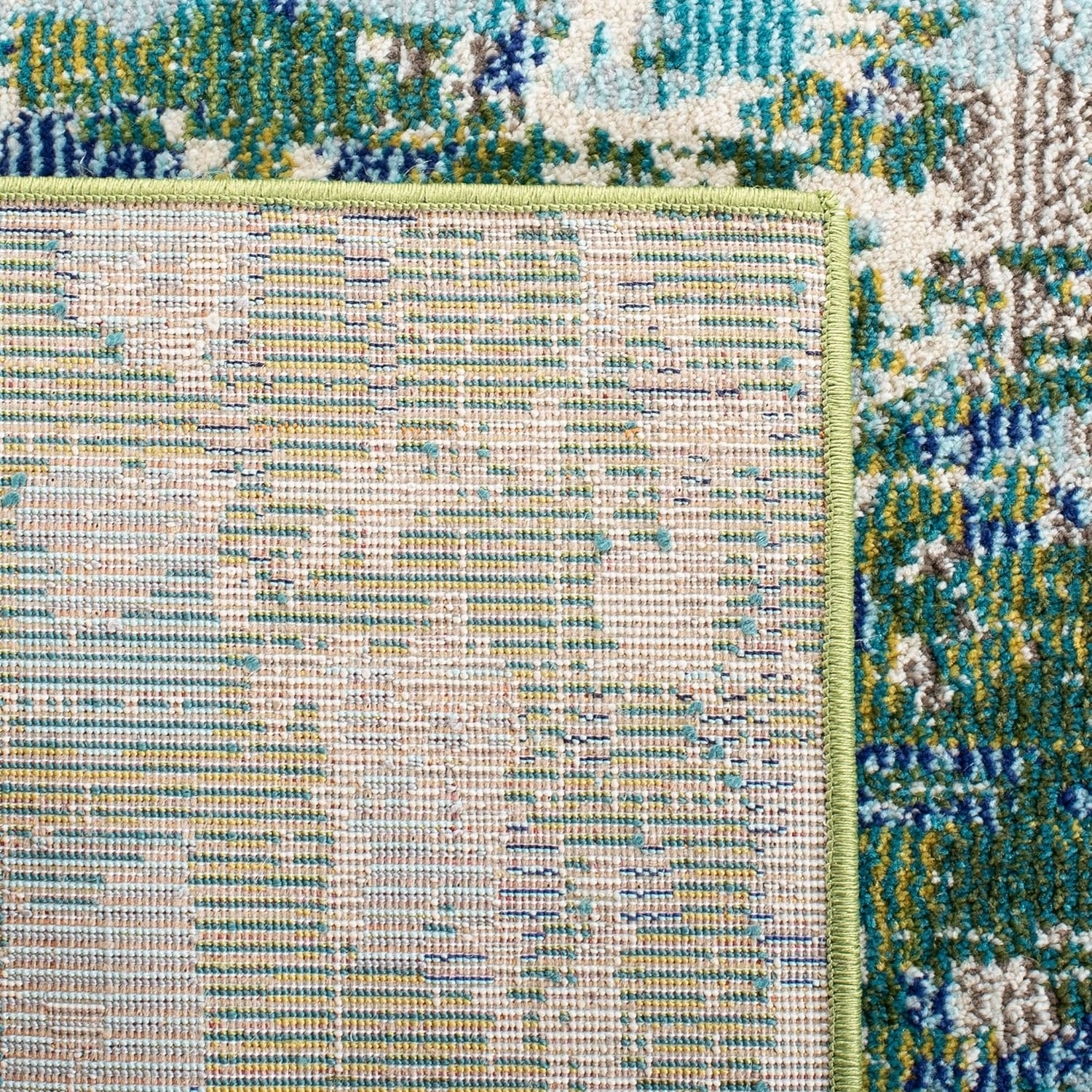 SAFAVIEH Area Rug 8x10 - Madison Collection - Large - Green & Turquoise, Boho Abstract Distressed Design, Non-Shedding & Easy Cleaning, Ideal for Living Room, Bedroom, Office, Dining Space (MAD425Y)