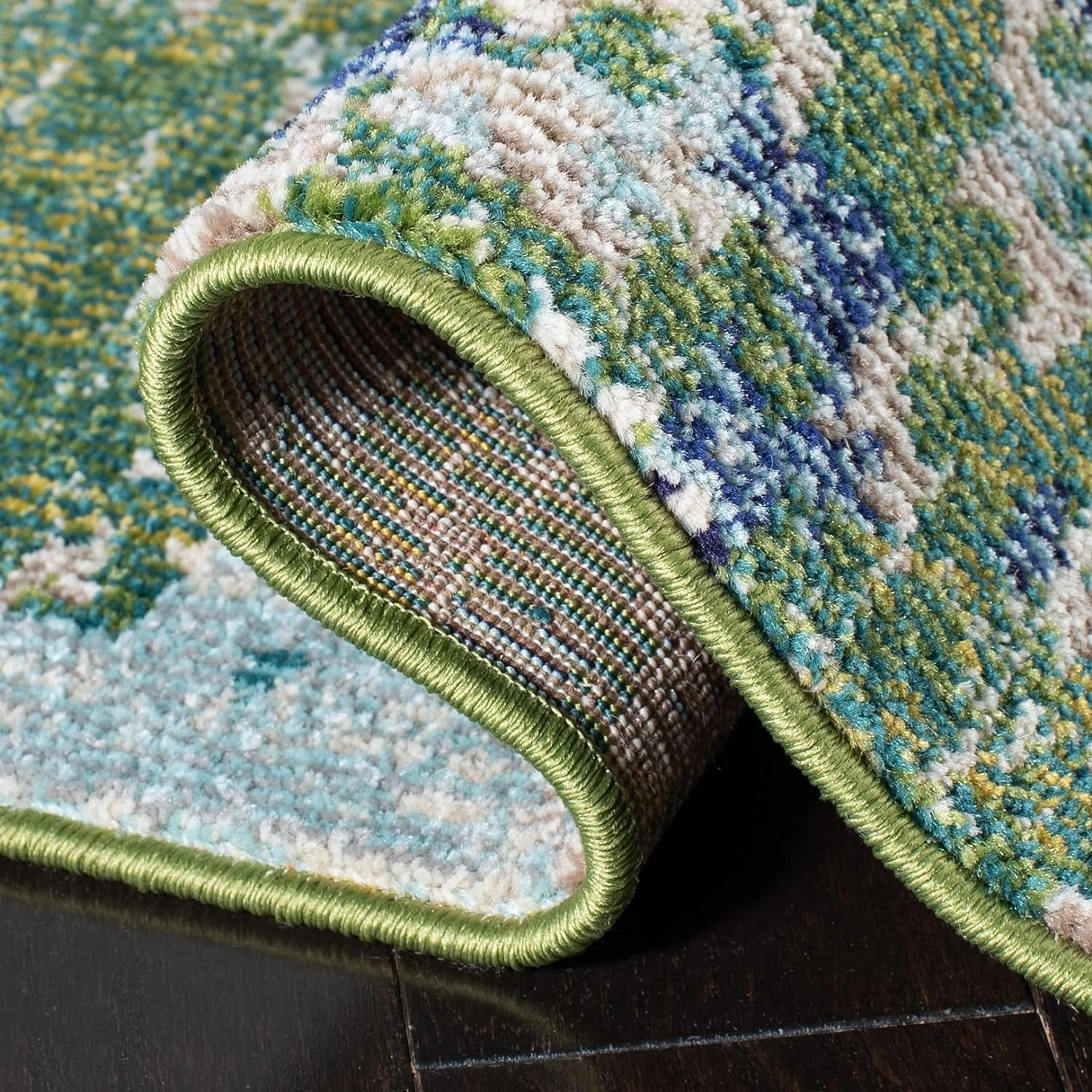 SAFAVIEH Area Rug 8x10 - Madison Collection - Large - Green & Turquoise, Boho Abstract Distressed Design, Non-Shedding & Easy Cleaning, Ideal for Living Room, Bedroom, Office, Dining Space (MAD425Y)