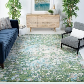 SAFAVIEH Area Rug 8x10 - Madison Collection - Large - Green & Turquoise, Boho Abstract Distressed Design, Non-Shedding & Easy Cleaning, Ideal for Living Room, Bedroom, Office, Dining Space (MAD425Y)