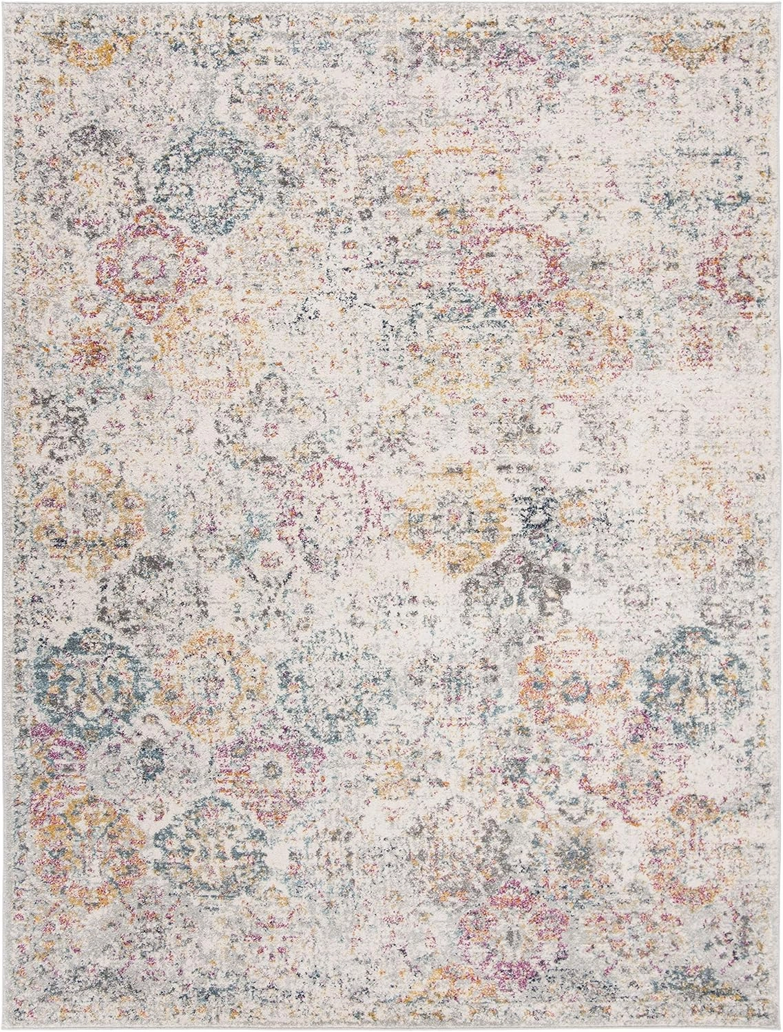 SAFAVIEH Area Rug 8x10 - Madison Collection - Large - Grey & Gold, Boho Chic Distressed Design, Non-Shedding & Easy Cleaning, Ideal for Living Room, Bedroom, Office, Dining Space (MAD611F)