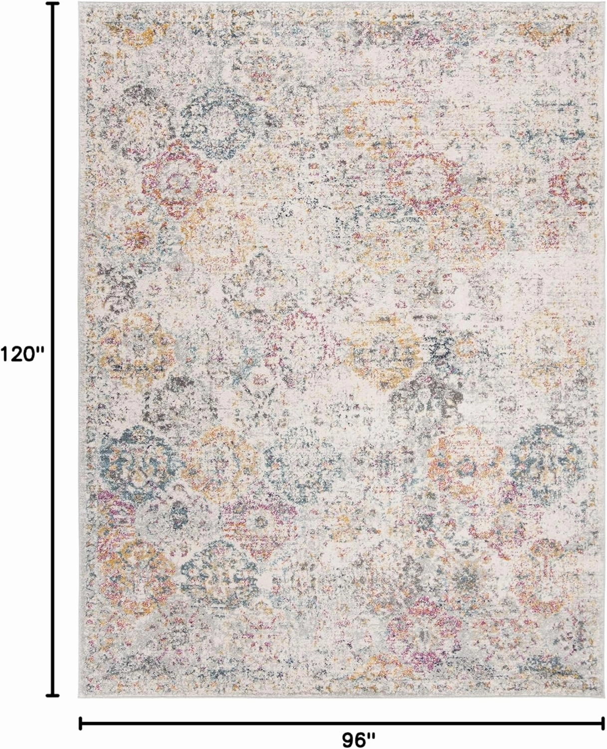 SAFAVIEH Area Rug 8x10 - Madison Collection - Large - Grey & Gold, Boho Chic Distressed Design, Non-Shedding & Easy Cleaning, Ideal for Living Room, Bedroom, Office, Dining Space (MAD611F)