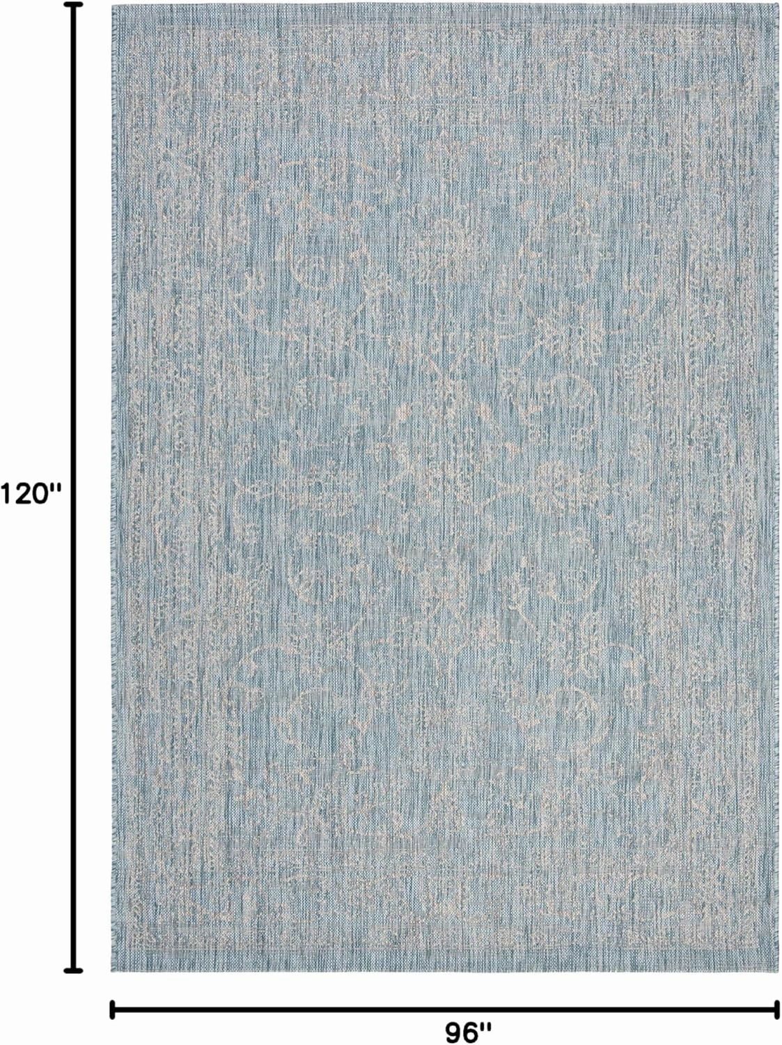 SAFAVIEH Courtyard Collection 8' x 10' Aqua/Grey CY8680 Indoor/ Outdoor Patio Backyard Mudroom Area Rug