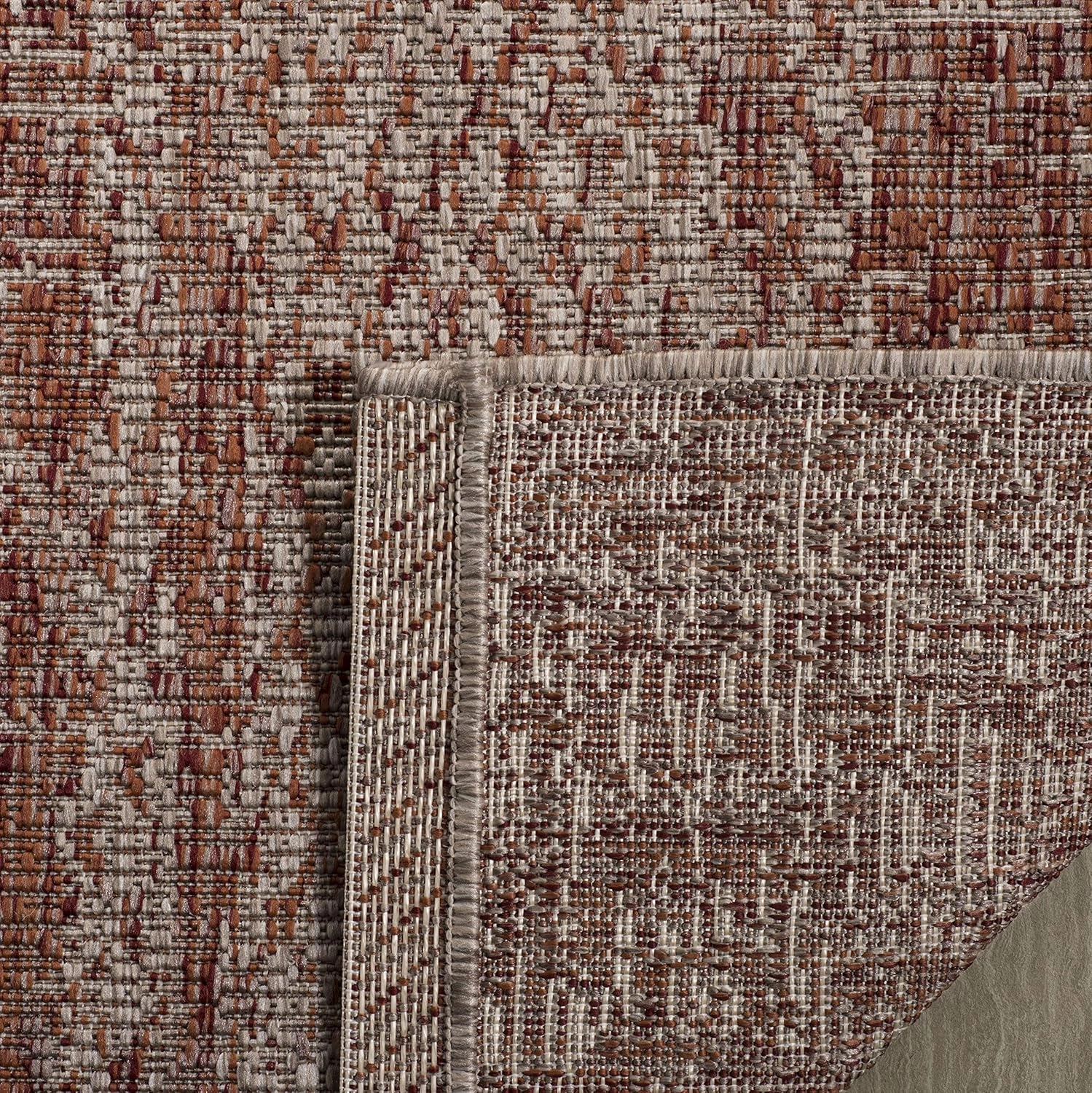 SAFAVIEH Courtyard Collection Runner Rug - 2'3" x 6'7", Light Beige & Terracotta, Non-Shedding & Easy Care, Indoor/Outdoor & Washable-Ideal for Patio, Backyard, Mudroom (CY8736-36512)
