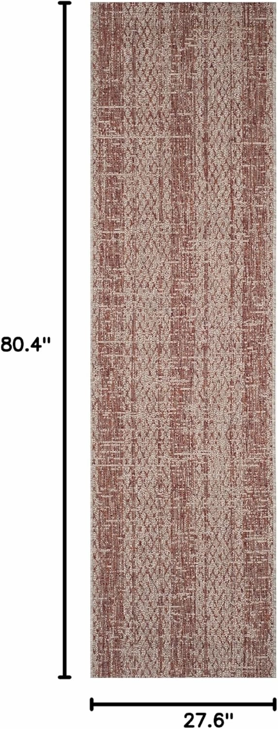 SAFAVIEH Courtyard Collection Runner Rug - 2'3" x 6'7", Light Beige & Terracotta, Non-Shedding & Easy Care, Indoor/Outdoor & Washable-Ideal for Patio, Backyard, Mudroom (CY8736-36512)