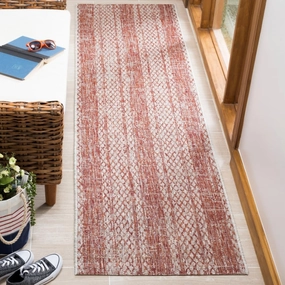 SAFAVIEH Courtyard Collection Runner Rug - 2'3" x 6'7", Light Beige & Terracotta, Non-Shedding & Easy Care, Indoor/Outdoor & Washable-Ideal for Patio, Backyard, Mudroom (CY8736-36512)