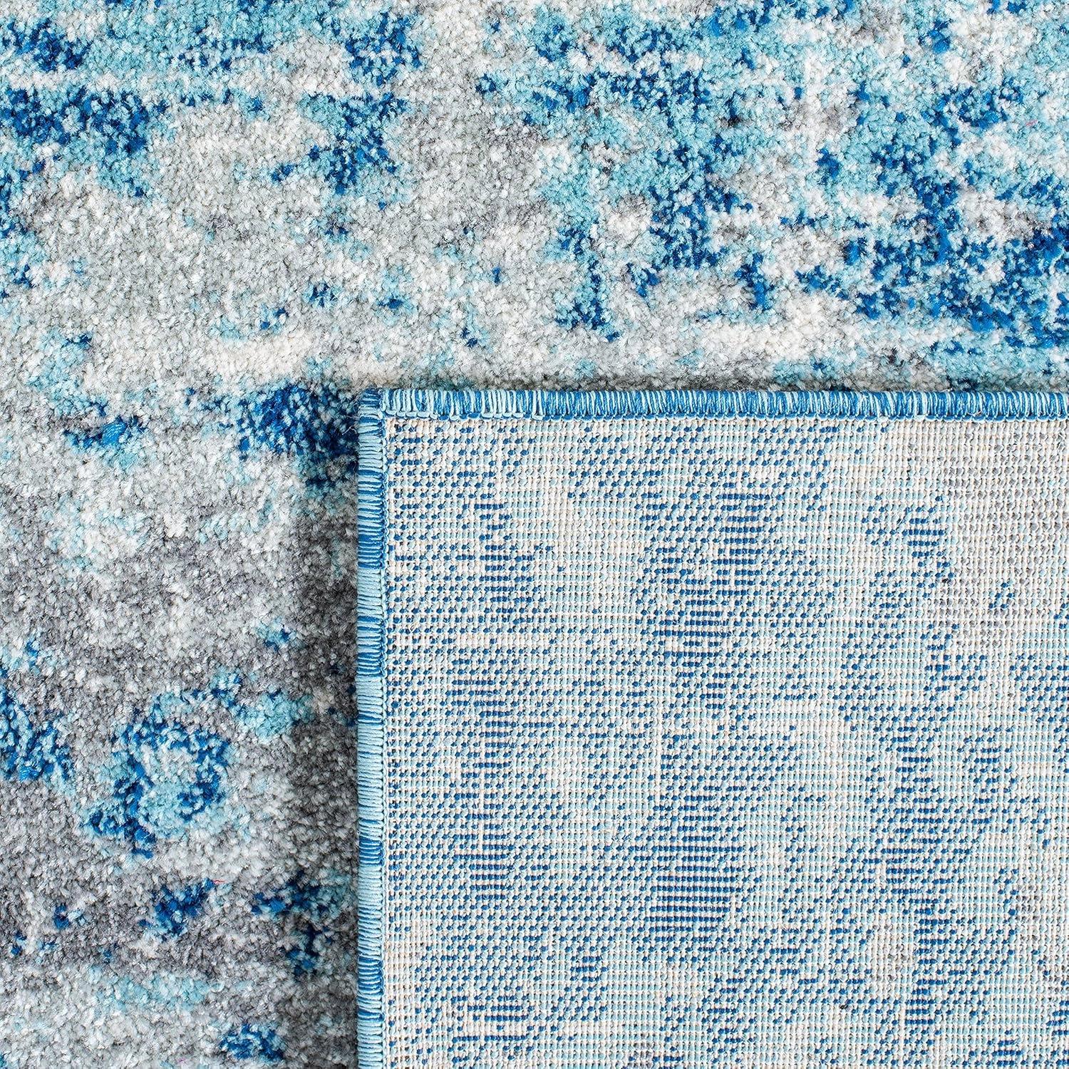 SAFAVIEH Evoke Collection 8' x 10' Light Blue/Grey EVK272M Modern Abstract Non-Shedding Living Room Dining Bedroom Area Rug