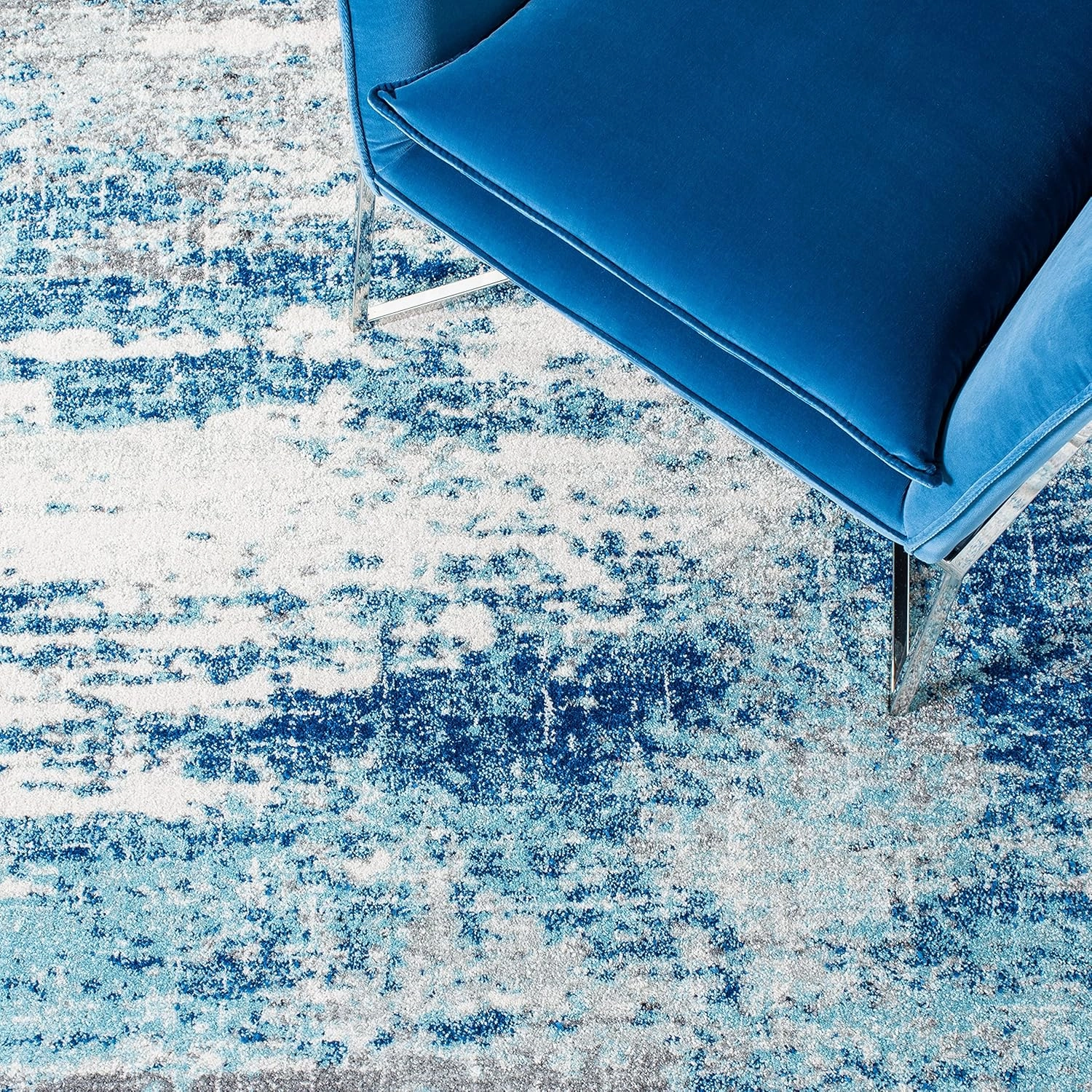 SAFAVIEH Evoke Collection 8' x 10' Light Blue/Grey EVK272M Modern Abstract Non-Shedding Living Room Dining Bedroom Area Rug