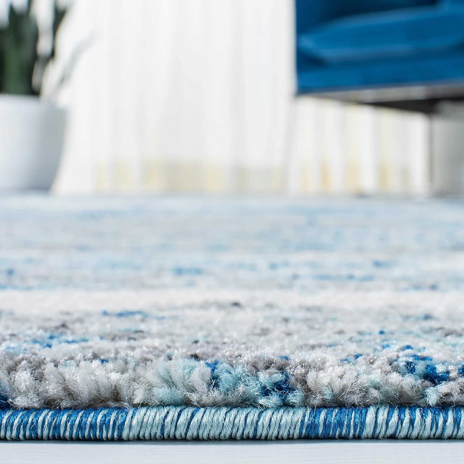 SAFAVIEH Evoke Collection 8' x 10' Light Blue/Grey EVK272M Modern Abstract Non-Shedding Living Room Dining Bedroom Area Rug