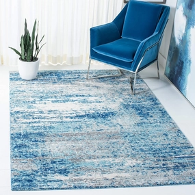 SAFAVIEH Evoke Collection 8' x 10' Light Blue/Grey EVK272M Modern Abstract Non-Shedding Living Room Dining Bedroom Area Rug