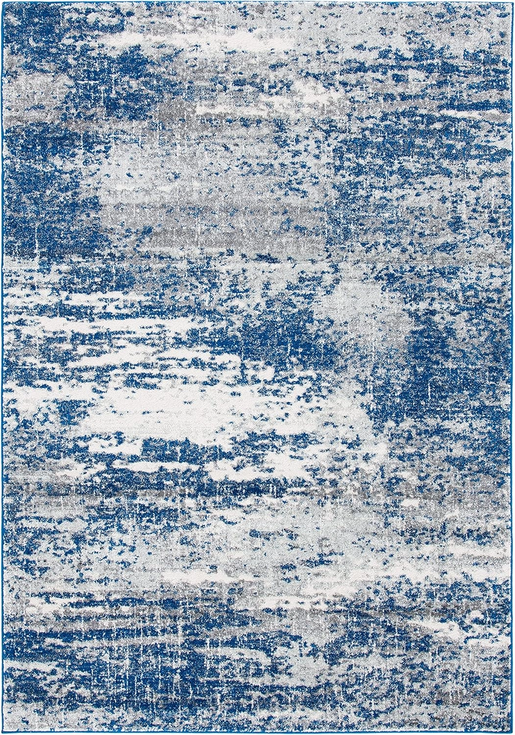 SAFAVIEH Evoke Collection Area Rug - 9' x 12', Dark Blue & Grey, Modern Abstract Design, Non-Shedding & Easy Care, Ideal for High Traffic Areas in Living Room, Bedroom (EVK272L)