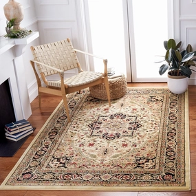 SAFAVIEH Lyndhurst Collection Area Rug - 9' x 12', Beige & Black, Traditional Oriental Design, Non-Shedding & Easy Care, Ideal for High Traffic Areas in Living Room, Bedroom (LNH330C)