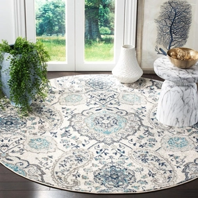 SAFAVIEH Madison Collection Area Rug - 9' Round, Cream & Light Grey, Boho Chic Glam Paisley Design, Non-Shedding & Easy Care, Ideal for High Traffic Areas in Living Room, Bedroom (MAD600C)