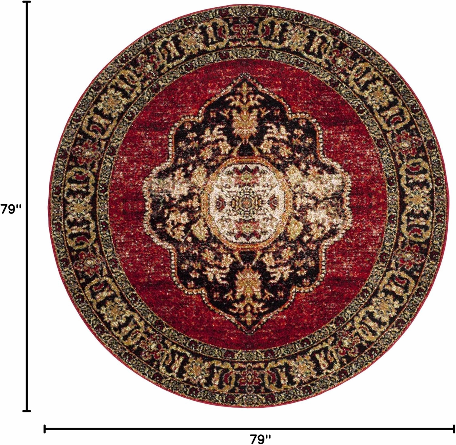 SAFAVIEH Vintage Hamadan Collection 6'7" Round Red / Multi VTH219A Oriental Traditional Persian Non-Shedding Dining Room Entryway Foyer Living Room Bedroom Area Rug