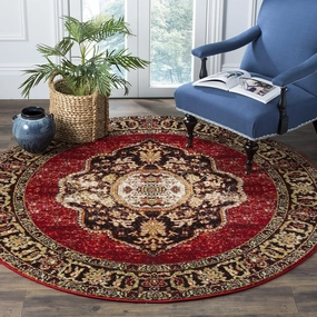 SAFAVIEH Vintage Hamadan Collection 6'7" Round Red / Multi VTH219A Oriental Traditional Persian Non-Shedding Dining Room Entryway Foyer Living Room Bedroom Area Rug