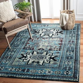 SAFAVIEH Vintage Hamadan Collection Accent Rug - 2'3" x 4', Light Blue & Black, Oriental Design, Non-Shedding & Easy Care, Ideal for High Traffic Areas in Entryway, Living Room, Bedroom (VTH213M)