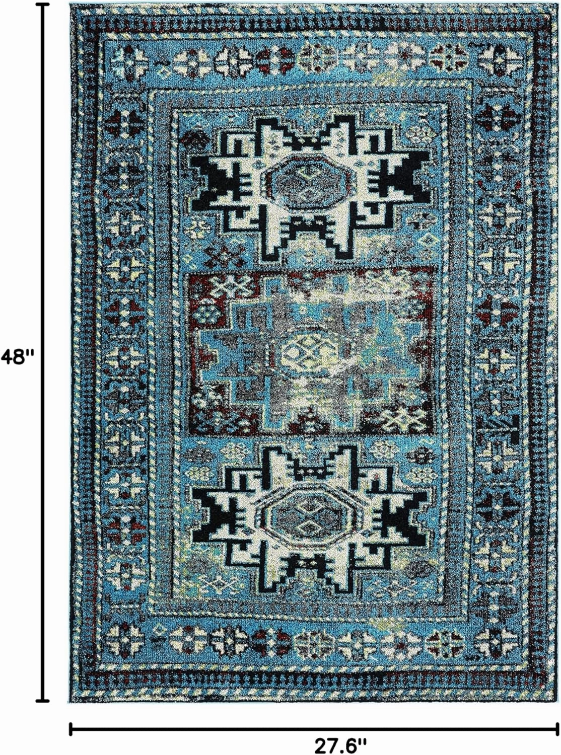 SAFAVIEH Vintage Hamadan Collection Accent Rug - 2'3" x 4', Light Blue & Black, Oriental Design, Non-Shedding & Easy Care, Ideal for High Traffic Areas in Entryway, Living Room, Bedroom (VTH213M)