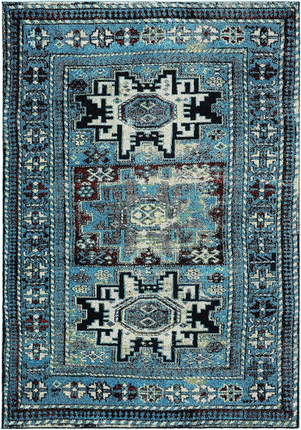 SAFAVIEH Vintage Hamadan Collection Accent Rug - 2'3" x 4', Light Blue & Black, Oriental Design, Non-Shedding & Easy Care, Ideal for High Traffic Areas in Entryway, Living Room, Bedroom (VTH213M)