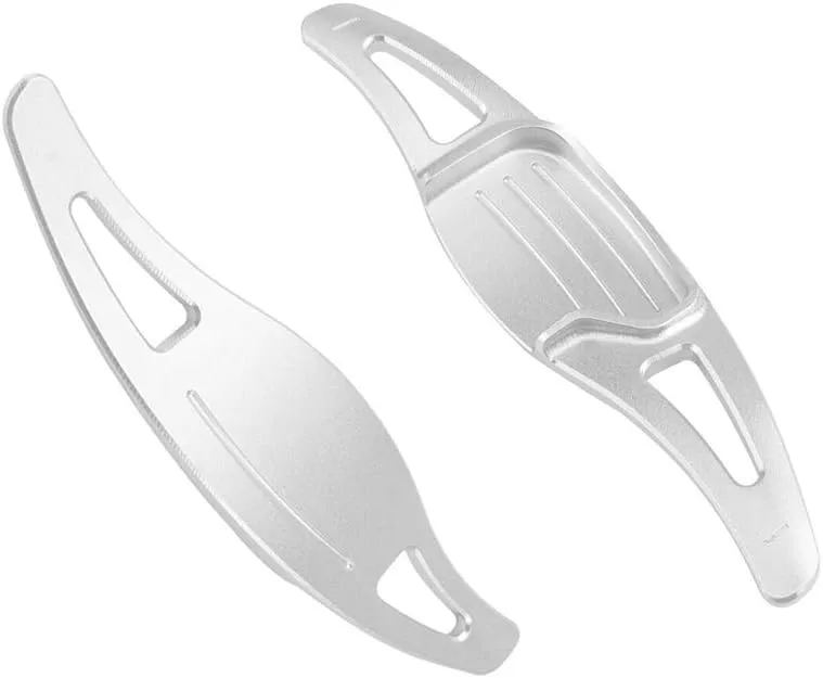 SANRILY for Steering Wheel Paddle Shifter Extension for Ford Mondeo Lincoln MKZ Taurus Edge Accessories, Metal Alloy Shift Paddle Blade Fits:2013-2019 Replacement Kit Paddle-Shift Covers Silver
