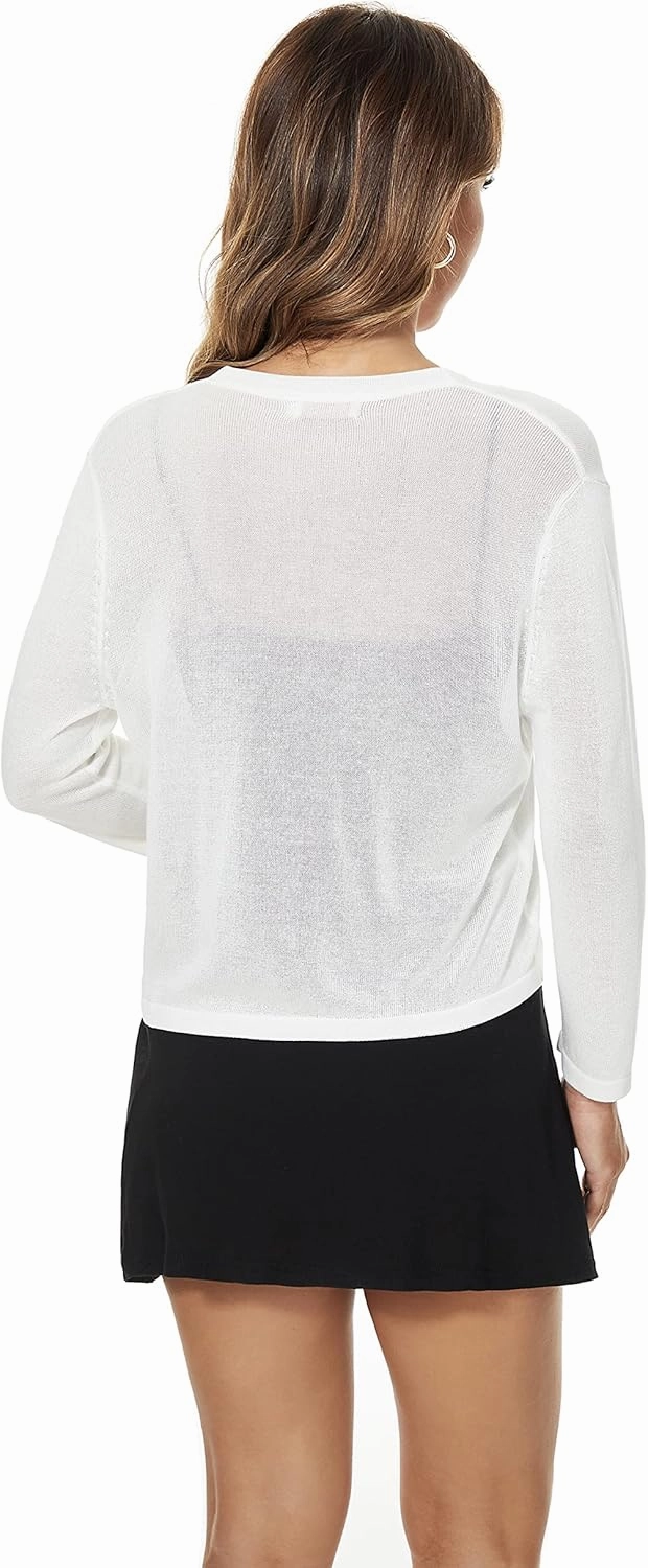 Satuun Women's 3/4 Sleeve Bolero Shrugs Lightweight Open Front Cropped Cardigan Sweaters
