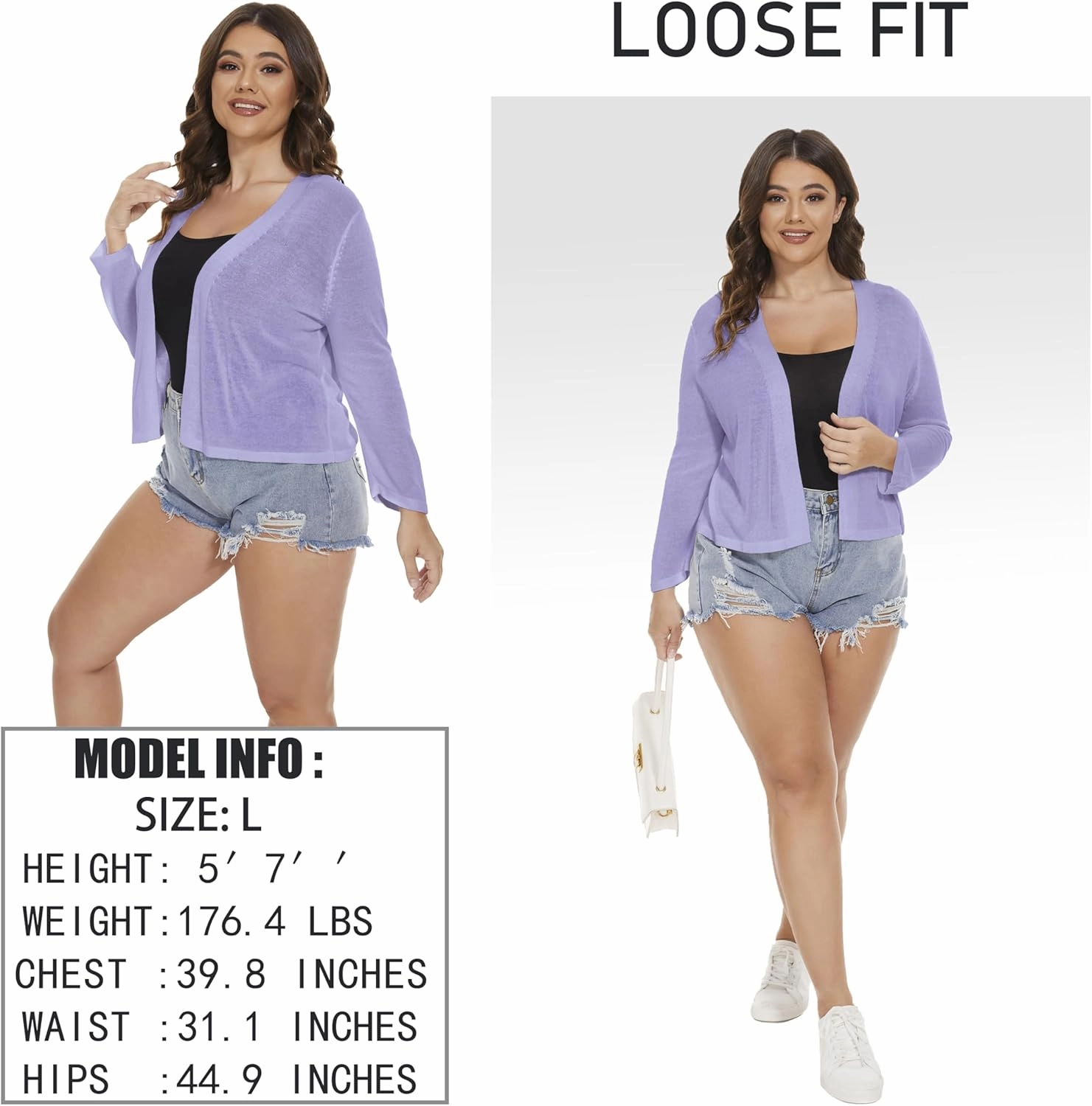 Satuun Women's 3/4 Sleeve Bolero Shrugs Lightweight Open Front Cropped Cardigan Sweaters