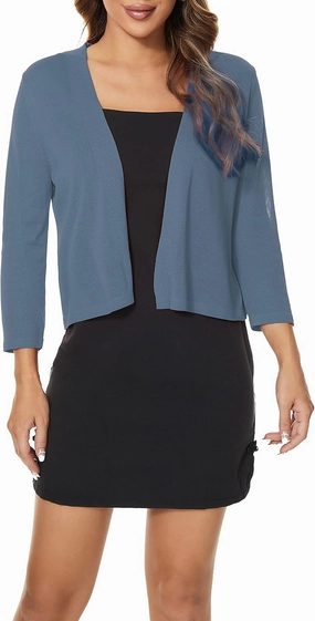 Satuun Women's 3/4 Sleeve Bolero Shrugs Lightweight Open Front Cropped Cardigan Sweaters